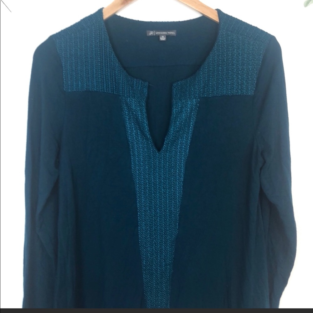 Adrianna Papell turquoise keyhole blouse Medium - Picture 3 of 5